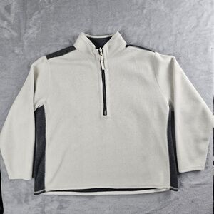 Eddie Bauer Reversible Long Sleeve 1/4 Zip Sweater Womens Size XL Gray/Cream